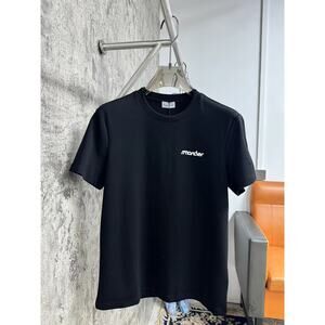 Moncler Men's and Women's Crew Neck Black Short Sleeve T-Shirt